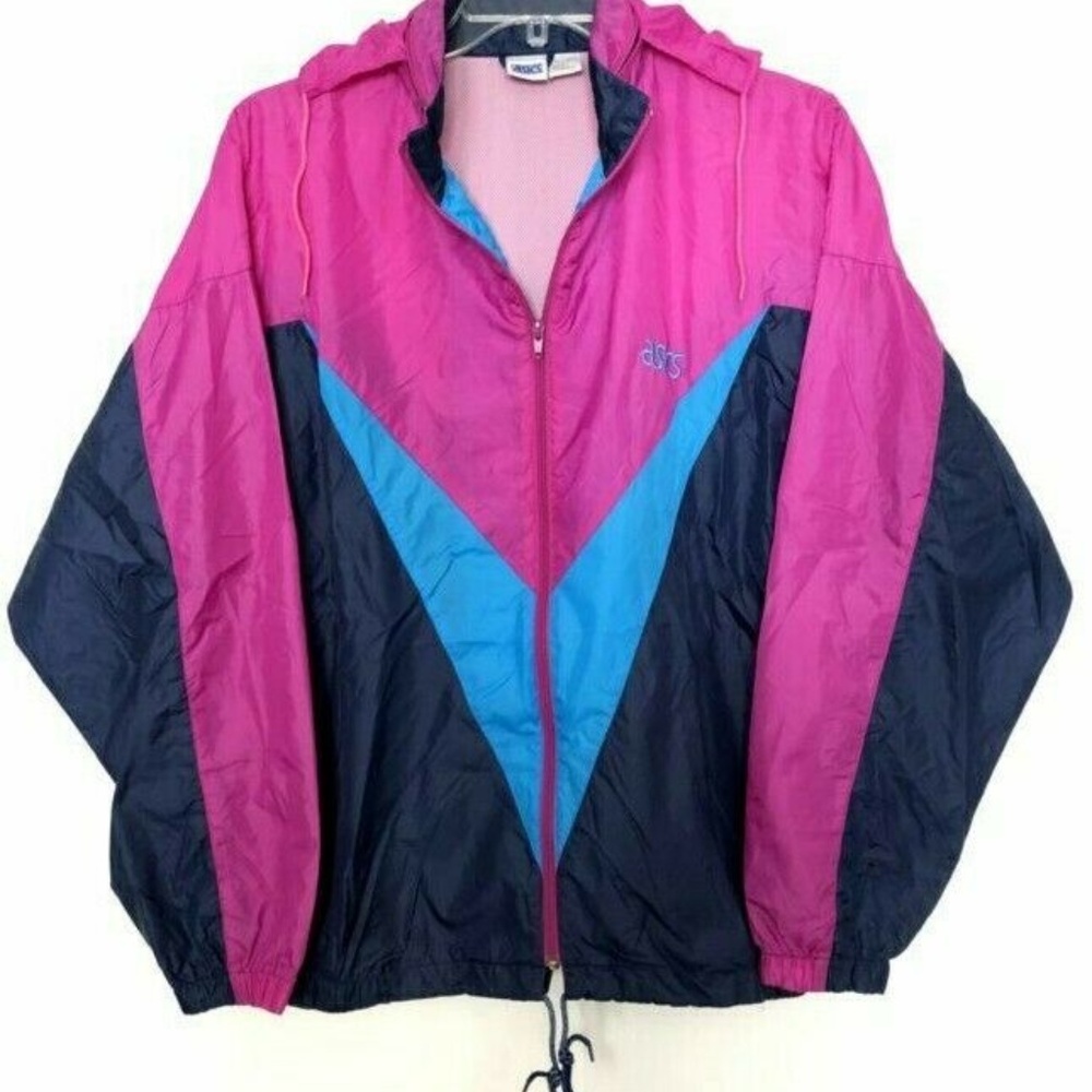 Vintage Asics Wind Breaker Jacket Tracksuit Purple